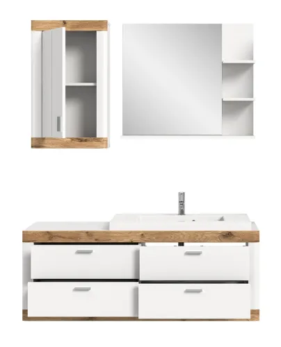 Badezimmer Set Laredo | Nox Oak / weiß | 3-teilig