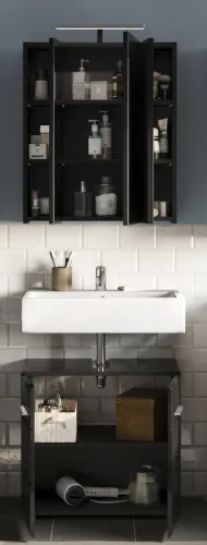 Badezimmer-Set Linus | schwarz Hochglanz | 2-teilig