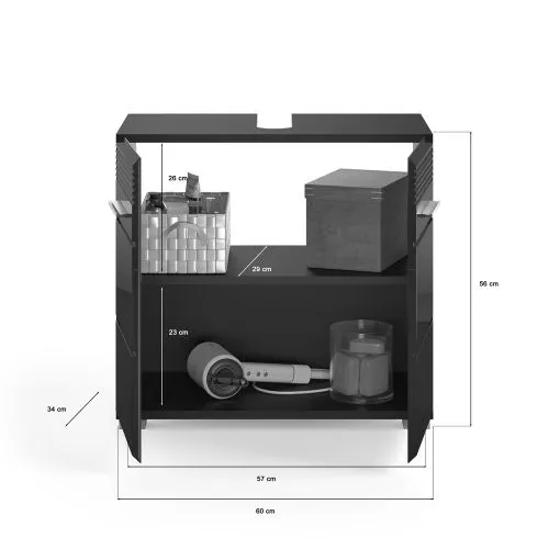 Badezimmer Set Linus | schwarz Hochglanz | 3-teilig ohne Aufsatzleuchte