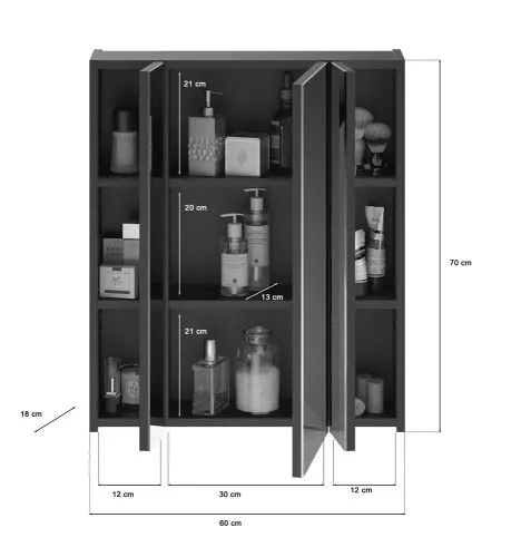 Badezimmer Set Linus | schwarz Hochglanz | 3-teilig ohne Aufsatzleuchte