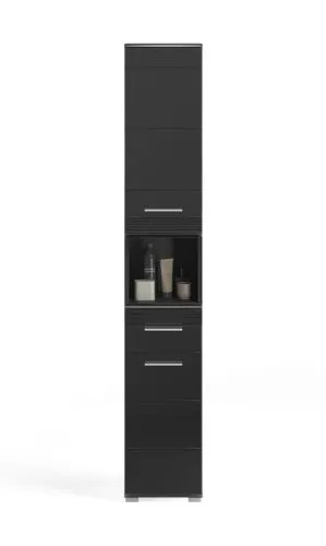 Badezimmer Set Linus | schwarz Hochglanz | 3-teilig ohne Aufsatzleuchte