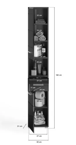 Badezimmer Set Linus | schwarz Hochglanz | 3-teilig ohne Aufsatzleuchte