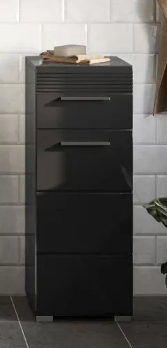 Badezimmer-Set Linus | schwarz Hochglanz | 4-teilig ohne Aufsatzleuchte