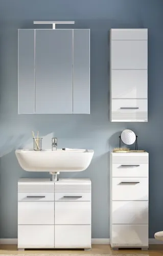 Badezimmer-Set Linus | weiß Hochglanz | 4-teilig ohne Aufsatzleuchte