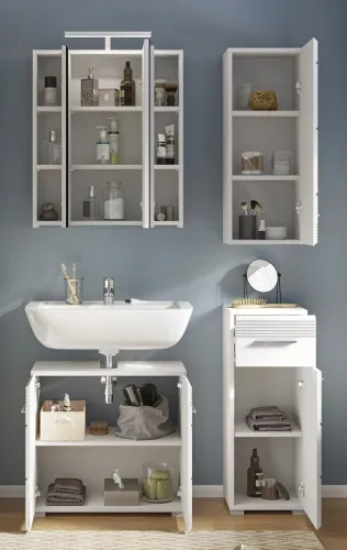 Badezimmer-Set Linus | weiß Hochglanz | 4-teilig ohne Aufsatzleuchte