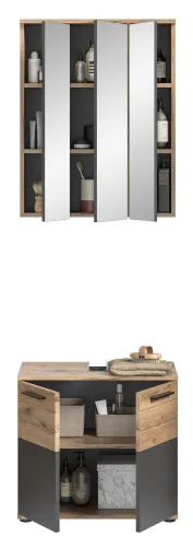 Badezimmer-Set Mason | Nox Oak / Basalt grau | 2-teilig ohne Aufsatzleuchte