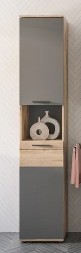 Badezimmer Set Mason | Nox Oak / Basalt grau | 3-teilig ohne Aufsatzleuchte