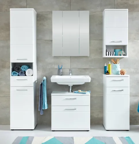 Badezimmer-Set Monte | weiß Hochglanz | 5-teilig