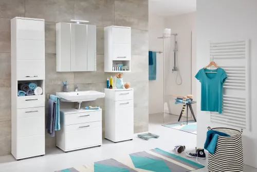 Badezimmer-Set Monte | weiß Hochglanz | 5-teilig