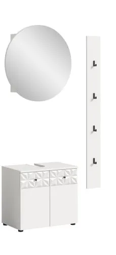 Badezimmer-Set Prisma 4 | weiß / weiß Hochglanz | 3-teilig | optional Beleuchtung