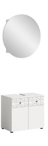 Badezimmer-Set Prisma 4 | weiß / weiß Hochglanz | 2-teilig | mit Beleuchtung