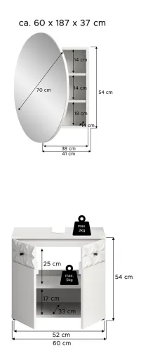 Badezimmer-Set Prisma 4 | weiß / weiß Hochglanz | 2-teilig | ohne Beleuchtung