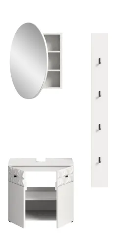Badezimmer-Set Prisma 4 | weiß / weiß Hochglanz | 3-teilig | mit Beleuchtung