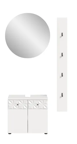 Badezimmer-Set Prisma 4 | weiß / weiß Hochglanz | 3-teilig | optional Beleuchtung