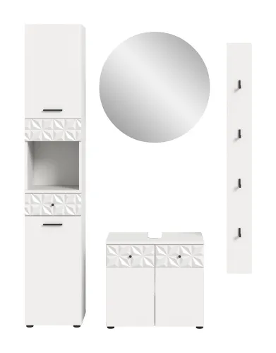 Badezimmer-Set Prisma 3 | weiß / weiß Hochglanz | 4-teilig | ohne Beleuchtung