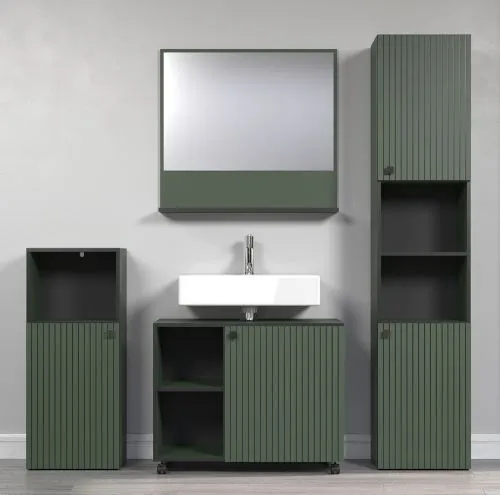Badezimmer-Set Pure Bliss, Grün / schwarz, 4-teilig