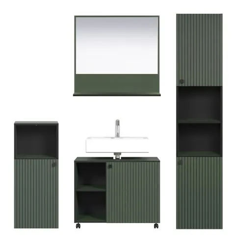 Badezimmer-Set Pure Bliss, 4-teilig, Grün Dekor – Ansicht 2