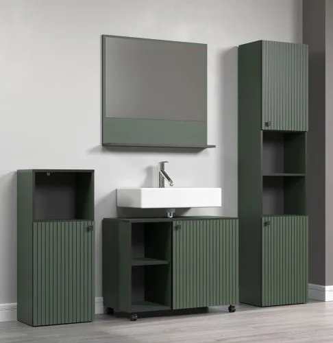Badezimmer-Set Pure Bliss, 4-teilig, Grün Dekor – Ansicht 3