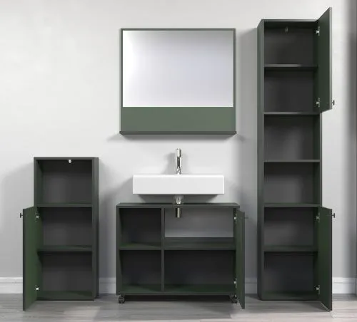 Badezimmer-Set Pure Bliss, 4-teilig, Grün Dekor – Ansicht 4