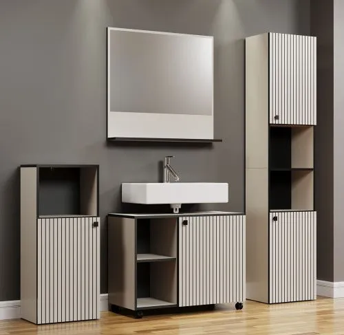 Badezimmer-Set Pure Bliss, 4-teilig, Kashmir Hellgrau Dekor – Ansicht 4