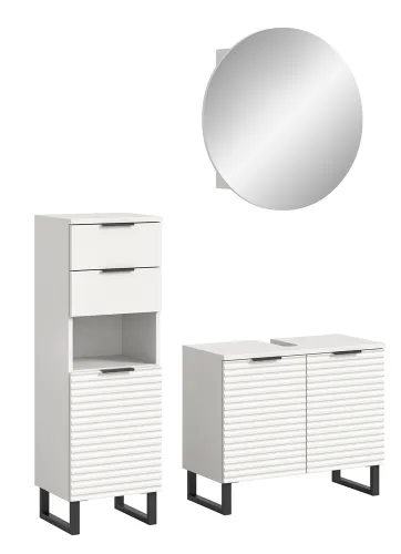 Badezimmer-Set Riff 1 | weiß | 3-teilig mit Aufsatzleuchte