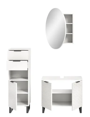 Badezimmer-Set Riff 1 | weiß | 3-teilig mit Aufsatzleuchte