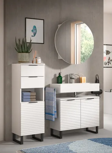 Badezimmer-Set Riff 1 | weiß | 3-teilig ohne Beleuchtung