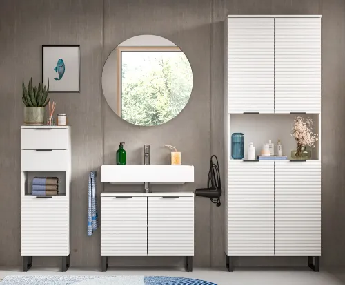 Badezimmer Set Riff | 4-teilig | weiß