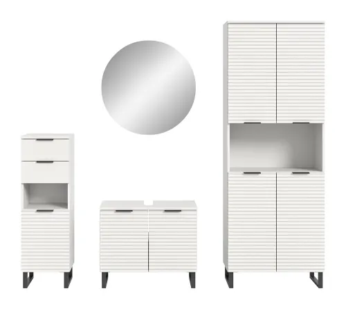 Badezimmer Set Riff | 4-teilig | weiß ohne Aufsatzleuchte