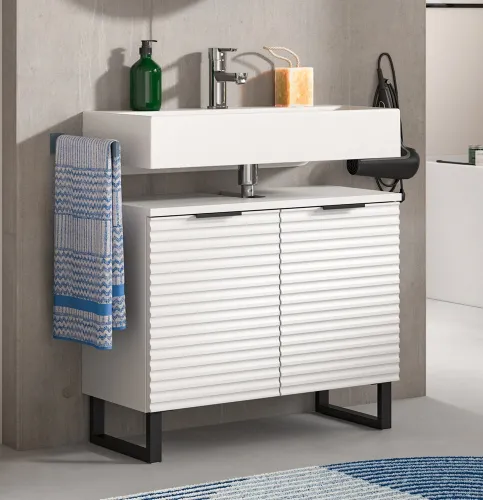 Badezimmer Set Riff | 4-teilig | weiß ohne Aufsatzleuchte