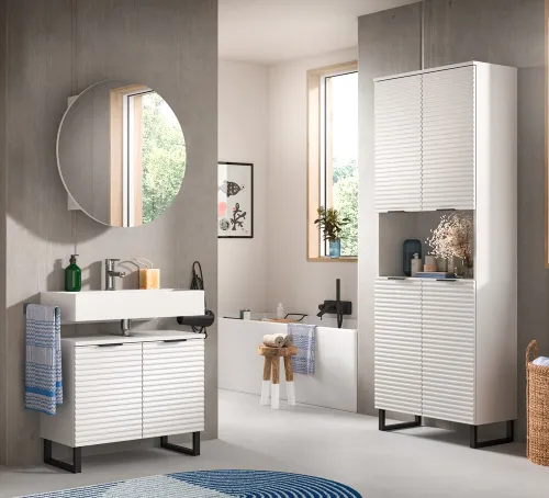 Badezimmer-Set Riff | weiß | 3-teilig