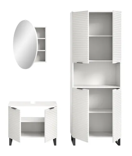 Badezimmer-Set Riff | weiß | 3-teilig mit Aufsatzleuchte