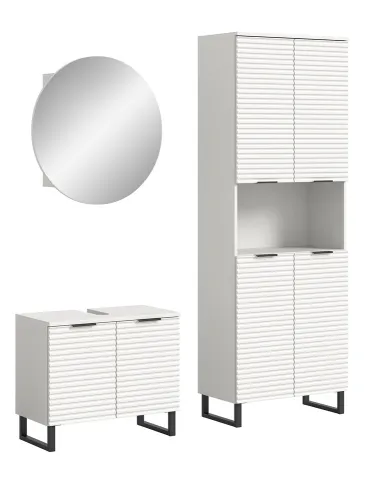 Badezimmer-Set Riff | weiß | 3-teilig ohne Beleuchtung