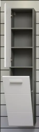 Badezimmer Set Riva 1 | inkl. Waschbecken | weiß / rauchsilber | 3-teilig mit Aufsatzleuchte