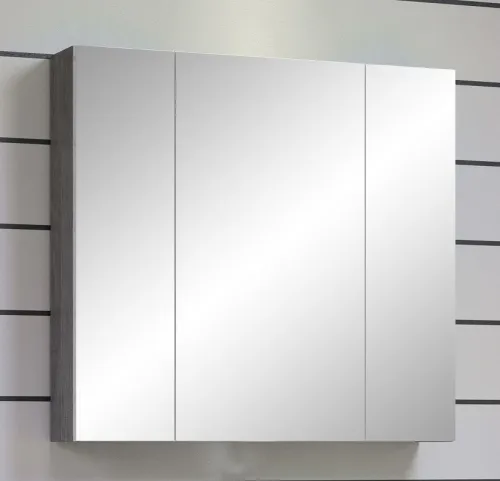 Badezimmer Set Riva 1 | inkl. Waschbecken | weiß / rauchsilber | 3-teilig ohne Aufsatzleuchte