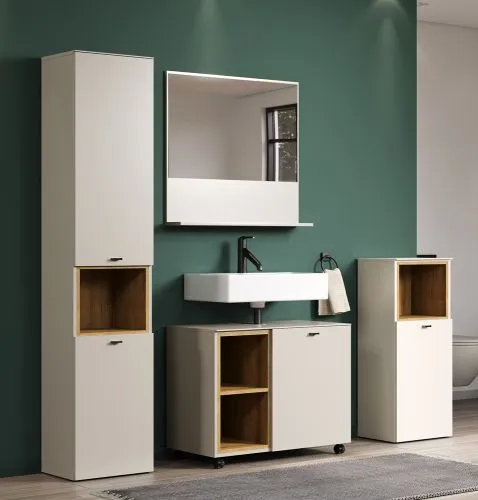 Badezimmer-Set Sao Paulo | Kaschmir / Evoke Eiche | 4-teilig