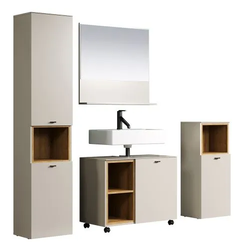 Badezimmer-Set Sao Paulo | Kaschmir / Evoke Eiche | 4-teilig