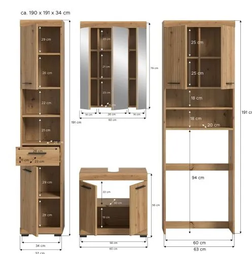Badezimmer-Set Scout 1 | Artisan Eiche | 4-teilig ohne