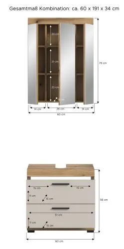 Badezimmer-Set Scout 1 | Kaschmir / Evoak Oak | 2-teilig