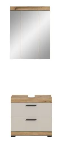 Badezimmer-Set Scout 1 | Kaschmir / Evoak Oak | 2-teilig mit Aufsatzleuchte