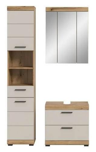 Badezimmer-Set Scout 1 | Kaschmir / Evoak Oak | 3-teilig mit Aufsatzleuchte