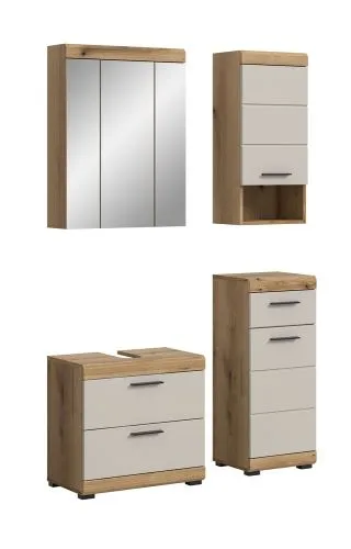 Badezimmer-Set Scout 1 | Kaschmir / Evoak Oak | 4-teilig mit Aufsatzleuchte 1