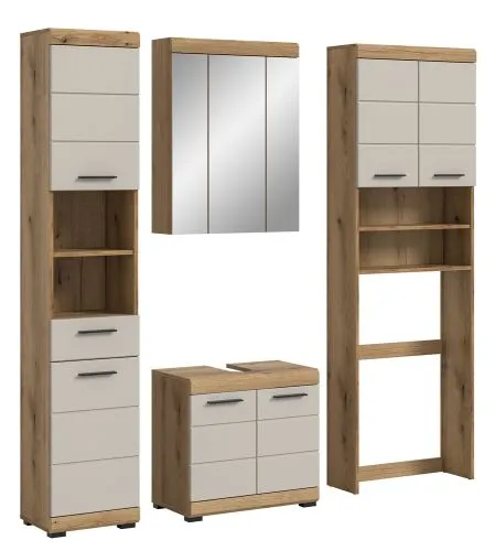 Badezimmer-Set Scout 1 | Kaschmir / Evoak Oak | 4-teilig mit Aufsatzleuchte