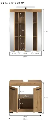 Badezimmer-Set Scout 2 | Artisan Eiche | 2-teilig mit Aufsatzleuchte