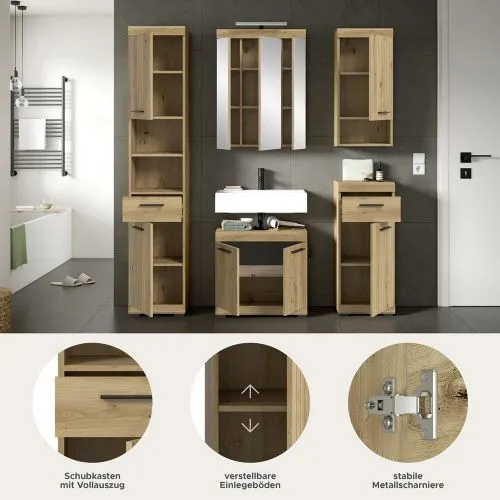 Badezimmer-Set Scout 2 | Artisan Eiche | 5-teilig mit Aufsatzleuchte