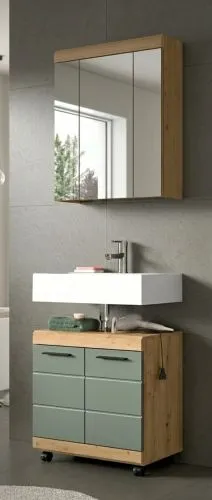 Badezimmer-Set Scout 2 auf Rollen | Salbei / Artisan Eiche | 2-teilig