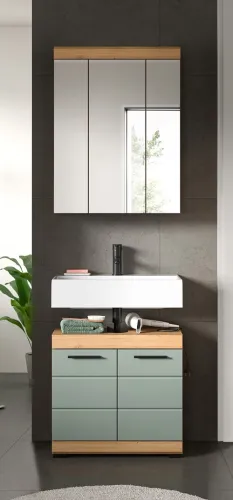 Badezimmer-Set Scout 2 | Salbei / Artisan Eiche | 2-teilig | mit Aufsatzleuchte