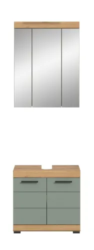 Badezimmer-Set Scout 2 | Salbei / Artisan Eiche | 2-teilig | mit Aufsatzleuchte