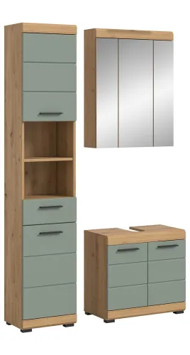 Badezimmer-Set Scout 2 | Salbei / Artisan Eiche | 3-teilig | mit Aufsatzleuchte