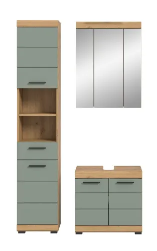 Badezimmer-Set Scout 2 | Salbei / Artisan Eiche | 3-teilig | mit Aufsatzleuchte
